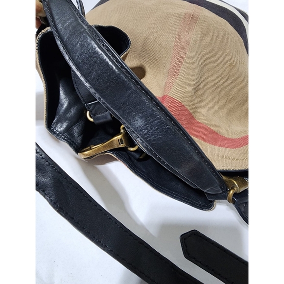 BURBERRY Canvas Mega Check Medium Ashby Hobo Saddle Bag Brown/Beige - Picture 12 of 14